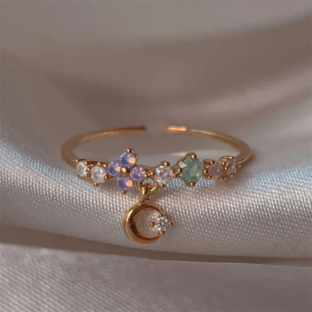 Cute Flower Moon Butterfly Rings