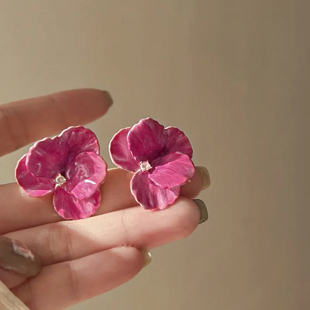 Pink Flower Earrings