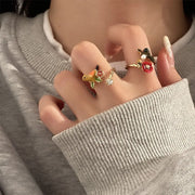 Vintage Love Birds and Flowers Rings